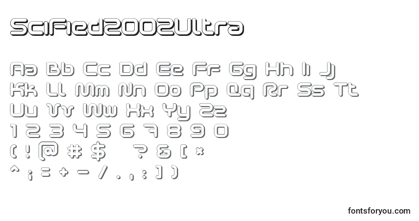 Шрифт SciFied2002Ultra – алфавит, цифры, специальные символы