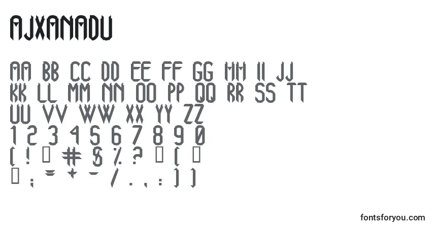 Schriftart AjXanadu – Alphabet, Zahlen, spezielle Symbole