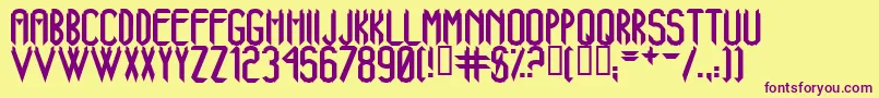 AjXanadu-Schriftart – Violette Schriften auf gelbem Hintergrund