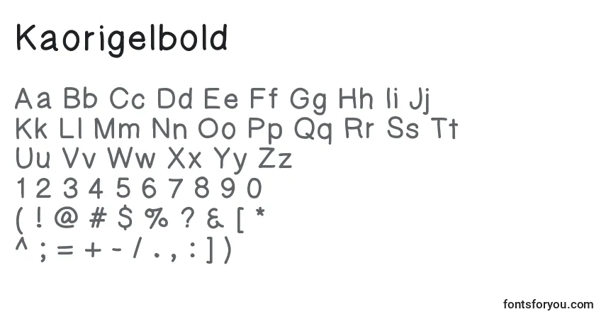 A fonte Kaorigelbold – alfabeto, números, caracteres especiais