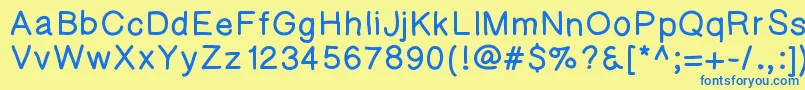 フォントKaorigelbold – 青い文字が黄色の背景にあります。