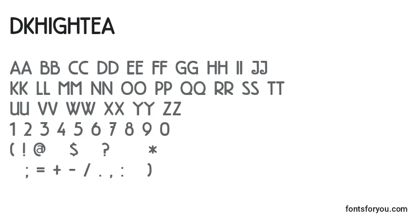 Schriftart DkHighTea – Alphabet, Zahlen, spezielle Symbole