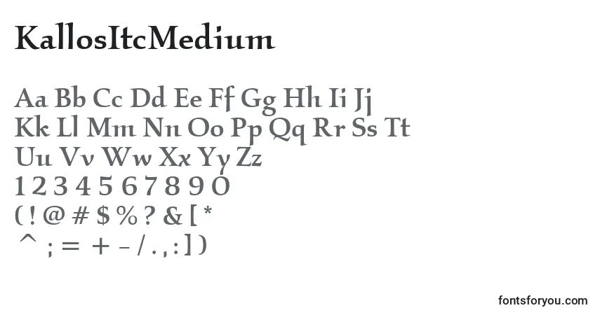 Шрифт KallosItcMedium – алфавит, цифры, специальные символы