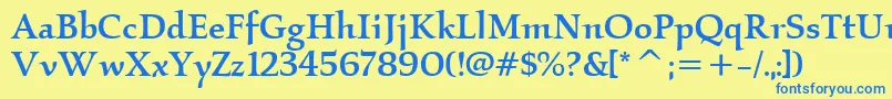 KallosItcMedium Font – Blue Fonts on Yellow Background