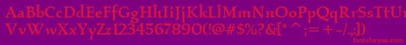 KallosItcMedium-Schriftart – Rote Schriften auf violettem Hintergrund