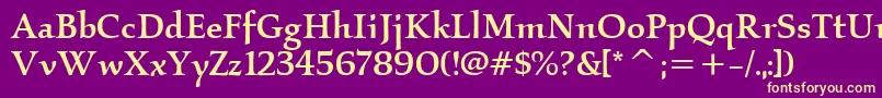 KallosItcMedium Font – Yellow Fonts on Purple Background