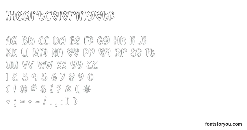 Czcionka IHeartColoringOtf – alfabet, cyfry, specjalne znaki