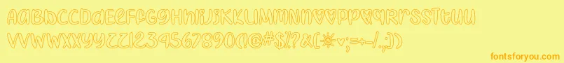 IHeartColoringOtf-Schriftart – Orangefarbene Schriften auf gelbem Hintergrund