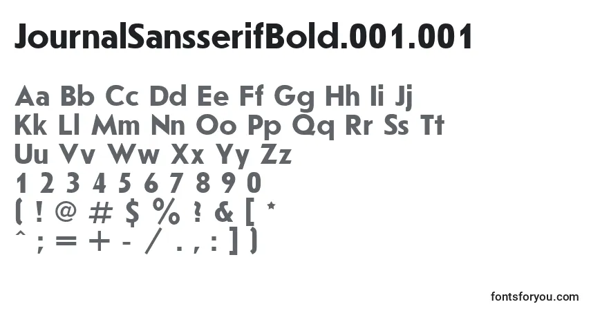 A fonte JournalSansserifBold.001.001 – alfabeto, números, caracteres especiais
