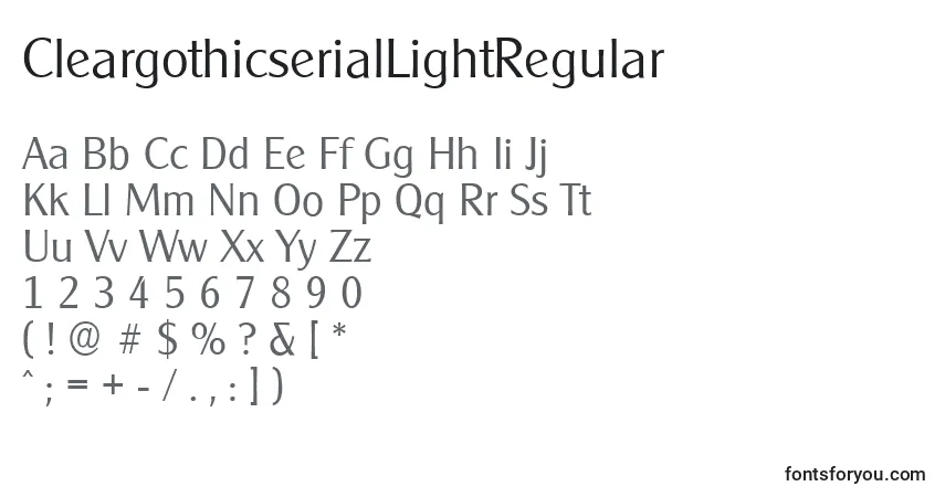 Шрифт CleargothicserialLightRegular – алфавит, цифры, специальные символы
