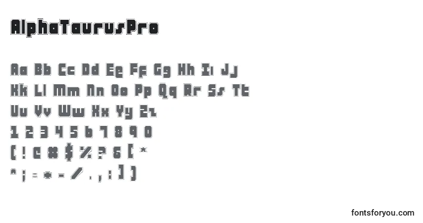AlphaTaurusPro-fontti – aakkoset, numerot, erikoismerkit