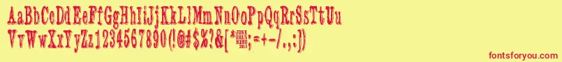 3TimesRecycledOldNewspaper Font – Red Fonts on Yellow Background