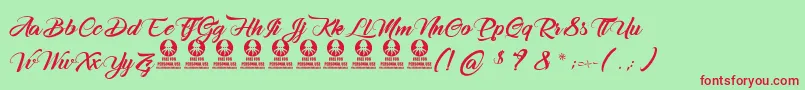 HirondellesDesAlpes-Schriftart – Rote Schriften auf grünem Hintergrund