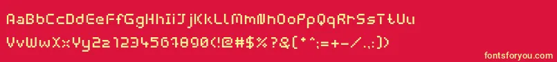 Fonte WebpixelBitmapMedium – fontes amarelas em um fundo vermelho