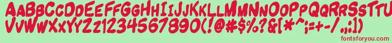 Komiknd Font – Red Fonts on Green Background