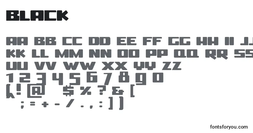 A fonte Black – alfabeto, números, caracteres especiais