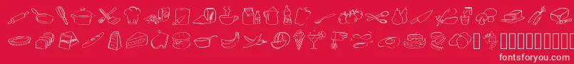Fonte Pwfoodblog – fontes rosa em um fundo vermelho