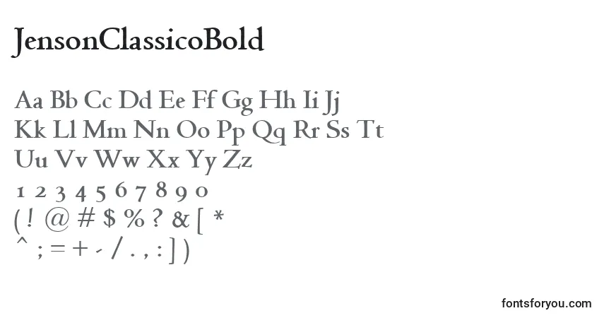 Schriftart JensonClassicoBold – Alphabet, Zahlen, spezielle Symbole