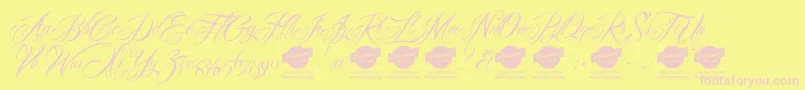 Mardiandemo-fontti – vaaleanpunaiset fontit keltaisella taustalla