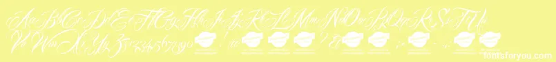 Czcionka Mardiandemo – białe czcionki na żółtym tle