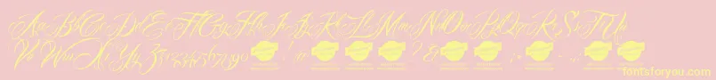 Mardiandemo-fontti – keltaiset fontit vaaleanpunaisella taustalla