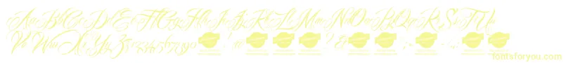 Mardiandemo-Schriftart – Gelbe Schriften auf weißem Hintergrund