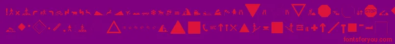 ZeichenHundert-Schriftart – Rote Schriften auf violettem Hintergrund