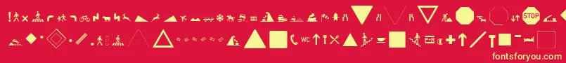 ZeichenHundert Font – Yellow Fonts on Red Background