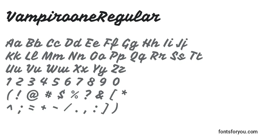 Czcionka VampirooneRegular – alfabet, cyfry, specjalne znaki