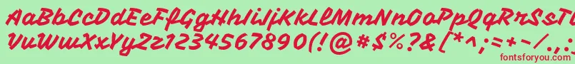 VampirooneRegular-fontti – punaiset fontit vihreällä taustalla