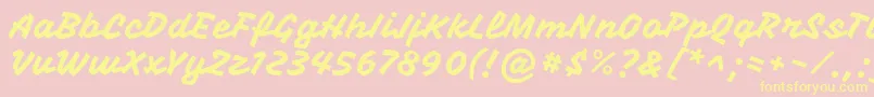 Weitere Informationen zur VampirooneRegular-Schriftart VampirooneRegular-Schriftart – Gelbe Schriften auf rosa Hintergrund