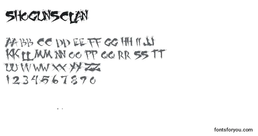 Czcionka ShogunsClan – alfabet, cyfry, specjalne znaki