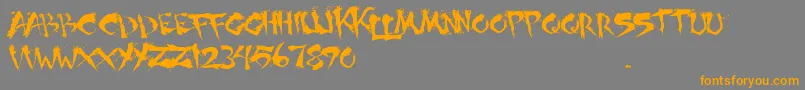 ShogunsClan-Schriftart – Orangefarbene Schriften auf grauem Hintergrund