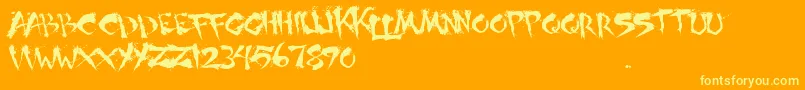 ShogunsClan-Schriftart – Gelbe Schriften auf orangefarbenem Hintergrund