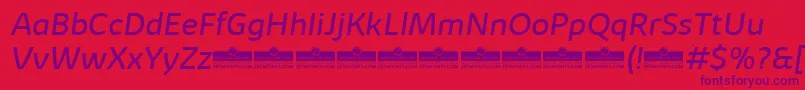 KabrioBookItalicTrial-Schriftart – Violette Schriften auf rotem Hintergrund