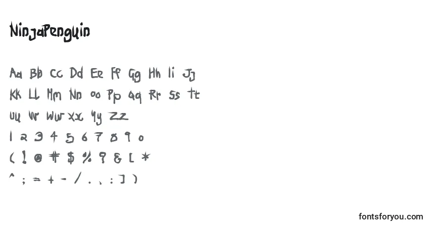 A fonte NinjaPenguin – alfabeto, números, caracteres especiais