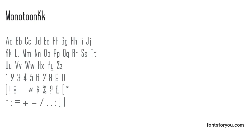 Schriftart MonotoonKk – Alphabet, Zahlen, spezielle Symbole