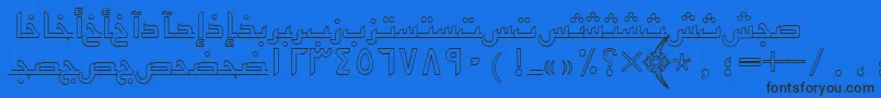 Arabickufioutlinessk-Schriftart – Schwarze Schriften auf blauem Hintergrund