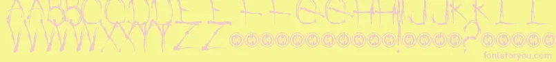 WatchPeopleDie-fontti – vaaleanpunaiset fontit keltaisella taustalla