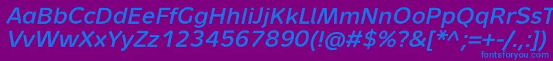 MetronLightProBoldItalic Font – Blue Fonts on Purple Background