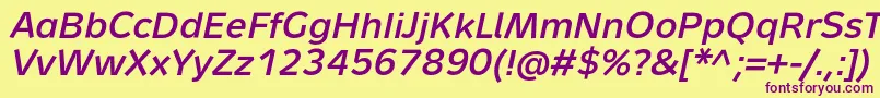 MetronLightProBoldItalic Font – Purple Fonts on Yellow Background