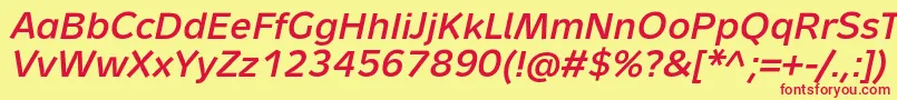 MetronLightProBoldItalic Font – Red Fonts on Yellow Background