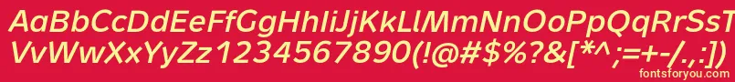 MetronLightProBoldItalic Font – Yellow Fonts on Red Background