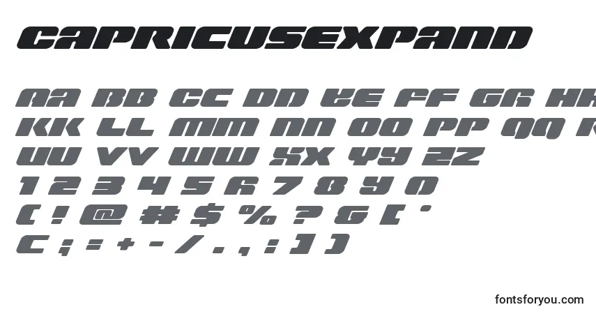 Capricusexpand-fontti – aakkoset, numerot, erikoismerkit