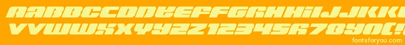 Capricusexpand-Schriftart – Gelbe Schriften auf orangefarbenem Hintergrund