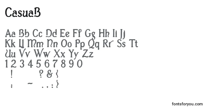 Czcionka CasuaB – alfabet, cyfry, specjalne znaki