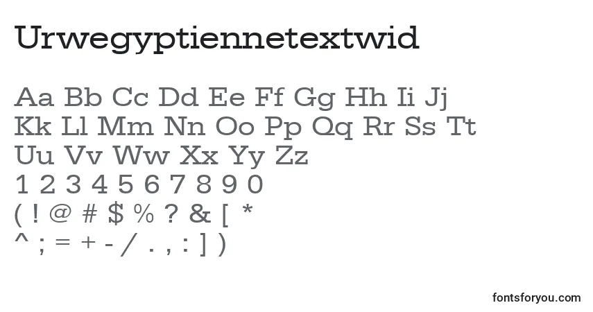 Czcionka Urwegyptiennetextwid – alfabet, cyfry, specjalne znaki