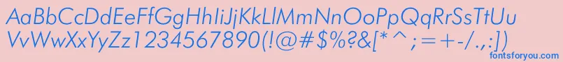 JensenThinItalic-Schriftart – Blaue Schriften auf rosa Hintergrund