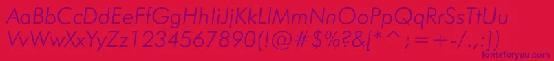 JensenThinItalic-Schriftart – Violette Schriften auf rotem Hintergrund