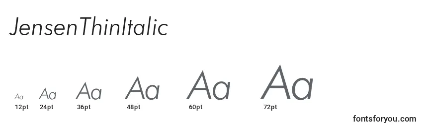 JensenThinItalic Font Sizes